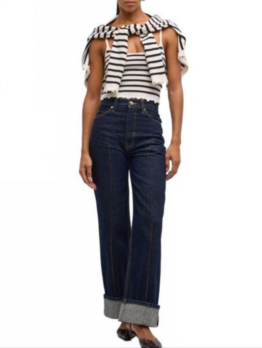 ULLA JOHNSON KLEA STRIPED CASHMERE TANK TOP